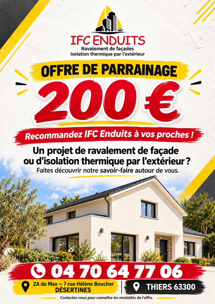 Parrainez un proche et recevez 200 € ! 1 Offre de parrainage IFC Enduits 1